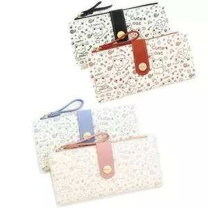 고양이지갑.pu장지갑 일본식 귀여운 고양이 여성용 지퍼 장지갑