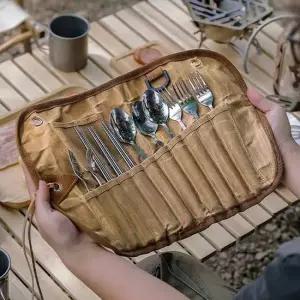 감성캠핑 커트러리 파우치 1세트 숟가락 젓가락 포크