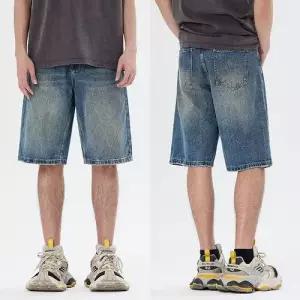 남사친 팬츠 데님 빈티지 데님반바지 반바지 와이드 워싱 일자 6부 스포M1