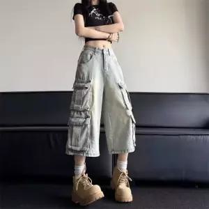 바지 남성 데님 빈티지 슬림 데님반바지 구제 와이드 남녀 워싱 멀티 반바지 7부 스포M1