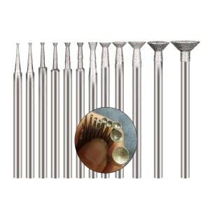 루오케 12개 그릇 모양 다이아몬드 버 세트, 3/32인치 섕크 스톤 조각 세트 오목 와이어 라운더 비트는 회전 도구에 적합합니다