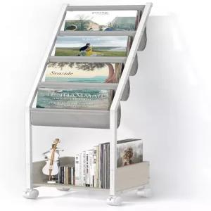 키보플라이 비닐 레코드 보관함 최대 100장의 앨범 홀더 4단 디스플레이 선반이 있는 스탠드 이동식 보관