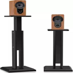 우드 스피커 스탠드 25-34인치 높이 조절 가능(63-84CM) 유니버설 데스크톱 바닥 스튜디오 모니터 홈