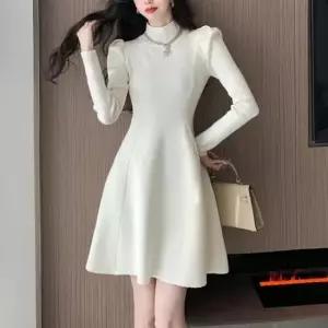 여성 어깨 셔링 반폴라 연말룩 미니 드레스 원피스 레드