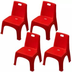국산 유아용 등받이 의자 빨강 4개 아동용 플라스틱 어린이용 키즈 유치원 아기 안락 보조