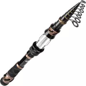 플러스이노 낚싯대와 릴 콤보 - 탄소 섬유 텔레스코픽 낚싯대 스피닝 12 + 1 차폐 베어링 스테인리스 스틸