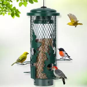 야외용 다람쥐 방지 새 모이통 작은 새를 위한 중력 보호 기능이 있는 금속 메쉬 내후성 및 내구성