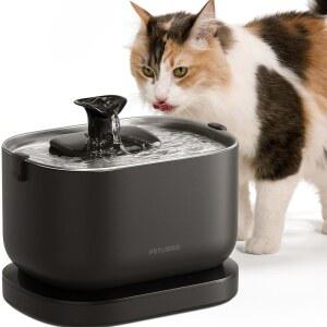 페트리브로 고양이 분수대 무선 애완동물 분수 배터리 작동 실내용 2.5L / 84온스 도크스트림 분수대 스테인리스 트레이가 있는 고양이 분수대 BPA 프리 청소가 간편합니다