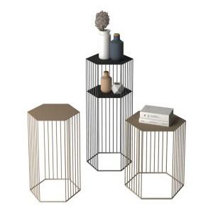 북유럽풍 철제 다용도 육각 화분선반 2단 코너 미니협탁 모던 티테이블 탁자 심플 대형