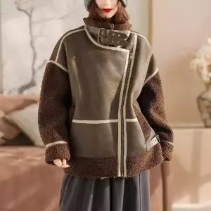 겨울 도톰 모피 코트 톱 여성패션 일체형 램스울 퍼 DL4