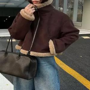 겨울 루즈 모피 상의 숏 코트 차이나 스웨이드 보온 여성패션 DL4