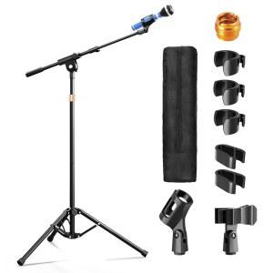 OUKMIC 암이 녹음 가능 바닥 삼각대 마이크 스테이지 가방 팟캐스트 튼튼한 조절 2개 있는 공연 홀더 스튜디오 클립 포함 휴대용 높이 스탠드 노래