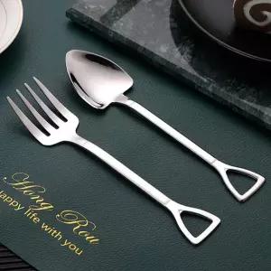 J2K 고급 스텐재질 삽모양 디저트 스텐 스푼 포크 케이크 홈카페