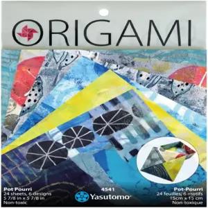 야스토모 종이접기 페인트 종이 냄비 푸리 6개의 패턴과 24장 크기 5 7/8인치 정사각형 예술 및 공예 용품
