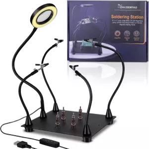 3배 확대 램프 및 LED 조명으로 손 납땜 스테이션 돕기 - 클램프 PCB 홀더가 있는 세 번째 핸드 도구 USB