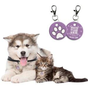 개와 고양이를 액세스 있는 실시간 태그 QR 알림 코드 보라색 수수료 내구성 목걸이를 태그8 또는 없음 스캔 반려동물 태그 온라인 위한 구독 정보 ID
