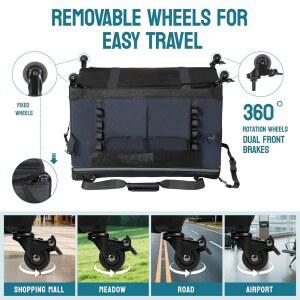 탈착식 바퀴가 44파운드까지 접이식 차량 탑승 통기성 가능 캐리어 대형 있는 24인치 견고함 고양이 여행용 U2013 반려동물 보관 PEGIC 최대 캐리어