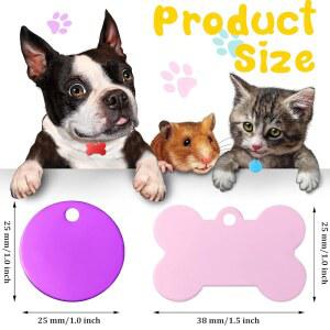 열쇠고리가 있는 맞춤 이름 애완동물 20개 태그 번호 모양 10가지 ID 원형 고양이용 컬러풀 각인 개인 반려동물 알루미늄 세트 색상
