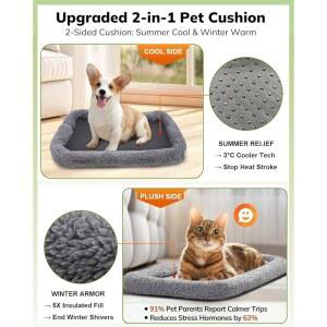 모파일럿 고양이 반려견 반려동물 버클 캐리어 중대형 소형견을 캐리어 쿠션 그레이 20파운드의 캐리어 다크 위한 안전한 최대 양면 접이식 부드러운 고양이를