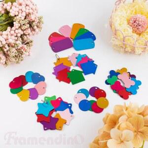 프라멘디노 48팩 디스크 하우스 ID 알루미늄 라운드 스타 이름 태그 고양이 각인 맞춤 하트 직사각형 개인 블랭크 컬러풀 애완동물