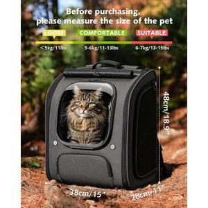 페큐트 고양이 위한 여행 적합 백팩 하이킹을 그늘진 캐리어 백팩 캐리어 쇼핑에 XL 통기성 인체공학적 회색 대형 공간 디자인 3D 버블 수의사