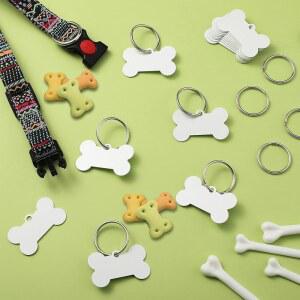 HOTOP 16피스 고양이용 열쇠고리 양면과 이름 애완동물 승화 알루미늄 ID 모양의 태그 블랭크