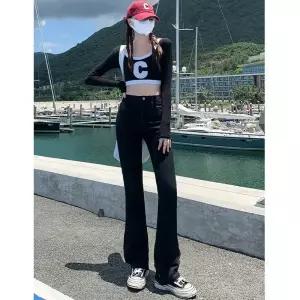 여사친 청바지 하이웨스트 슬림핏 통근 나팔바지 와이드 스판 원픽1