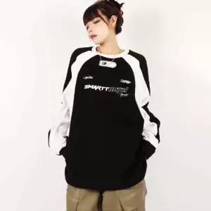 레터링 배색 맨투맨 티셔츠 커플 긴팔티 오버핏