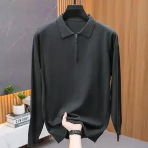 울 니트 실크 얇은 칼라넥 긴팔 터틀넥 남자니트 봄가을 집업 원템3