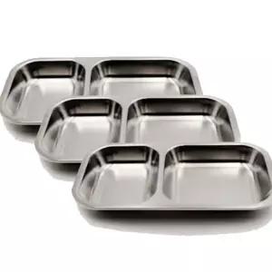 3세트묶음 국산 스텐 간식접식 직사각형2구 캠핑접시