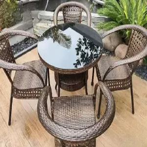 라탄테이블 실외 베란다 라탄 테라스 의자세트 4인 4개