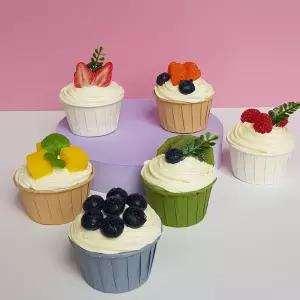 컵케이크/모형/6종세트/사진촬영/장식미니어처/진열/모형케이크/모델하우스/소품샵/학교