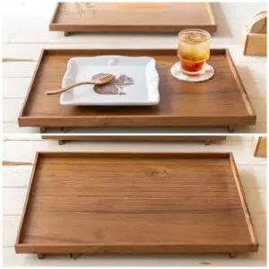 직사각 원목 서빙보드 찻상 우드 트레이 일자 다과상 다리 낮은