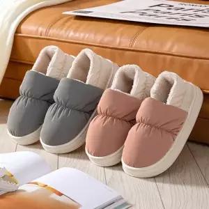 따뜻한 방한 털 실내화 슬리퍼 미끄럼 방지 실내화 폭신한 패딩