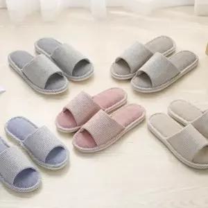 여름 남성 여성 슬리퍼 거실화 린넨 쿠션 실내화 슈즈