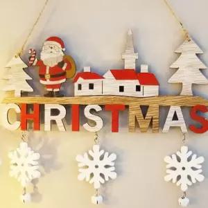 파티용품 크리스마스 문걸이 산타 우드 가랜드 벽장식 홈파티 소품