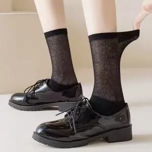여성양말 중목양말 골지 니삭스 반스타킹 여름 얇은 긴목양말 블랙