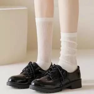여성 양말 중목 장목 여름 골지 반스타킹 화이트 종아리 삭스