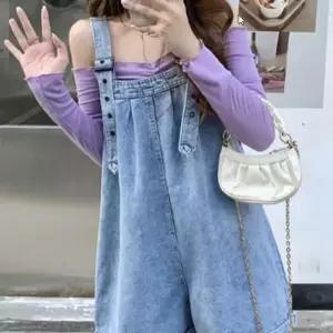 오버롤 와이드 연청 멜빵바지 여자 여름 데님 스트릿 ZUy8+3SKG