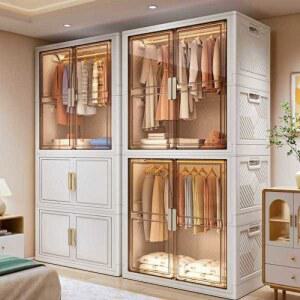접이식 옷장 캐비닛 침실 폴딩 모듈형 거실 조립식 의상 서랍장 컬러 현대 골드 이불장