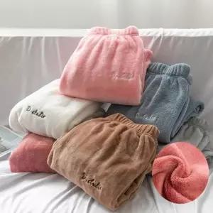 밍크 극세사 팬츠 겨울 안감 홈웨어 파마자 수면 바지 바지 밍크 파자마