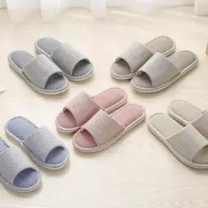 여름 남성 여성 슬리퍼 거실화 린넨 쿠션 실내화 슈즈
