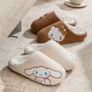 사이드 털 실내 슬리퍼 귀여운 캐릭터 거실화 보온용 겨울 신발 푹신한 사무실화 캐릭터