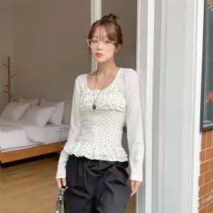 [신세계라이브쇼핑][옷자락] 여성 봄여름 간절기 프릴 도트 스트랩 나시 가디건 세트