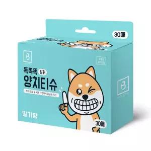 브리더랩 똑똑똑 핑거양치티슈 30매 강아지 고양이 치약 손가락칫솔