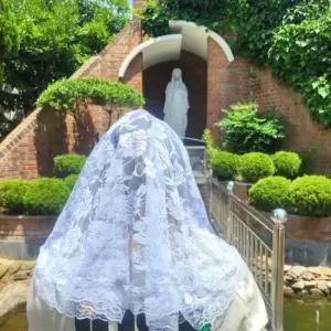 화이트 미사보 레이스 카톨릭 장미패턴 미사보 천주교미사보 성물 천주교성물 카톨릭성물