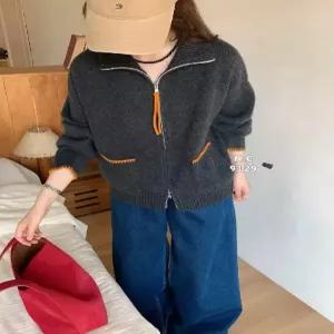 니트 야구 칼라 블레이저 항공 코트 더블 집업 여자점퍼 네오프렌 원템1