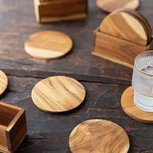 티크나무 5p세트 코스터 컵받침 정리대포함 우드jkl747