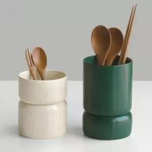 물빠짐 식기 건조 도자기 수저정리함 앨브 수저통 2구