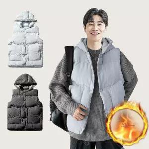 남성 조끼 후드 보온 오버핏 경량 간절기 패딩ijk509